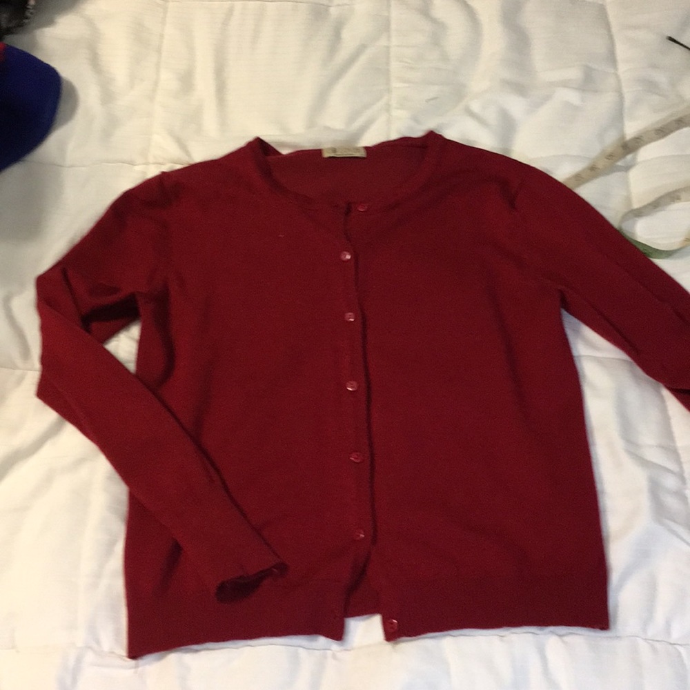 Dark red burgundy cardigan